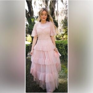 Ivy City Co Blush Pink Ruffle Tiered Maxi Dress